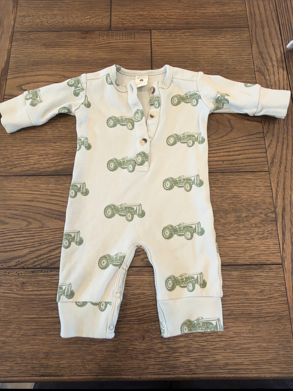 Kate Quinn Sage Tractor Print One-Piece for Kids
